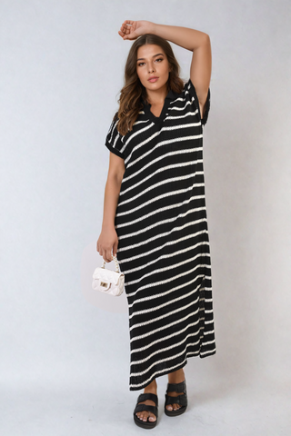 v neck midi dress