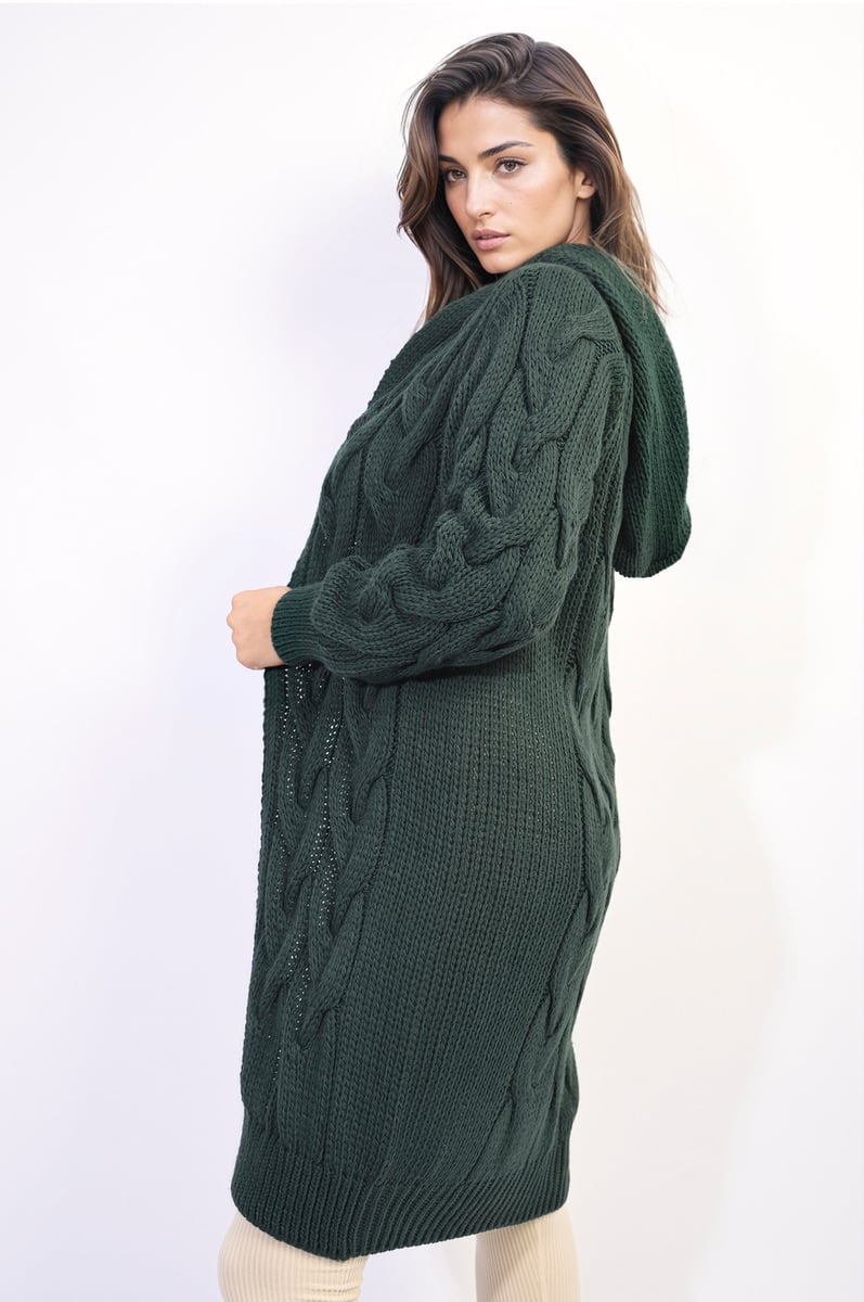 Knitted Oversized Longline Hooded Cardigan