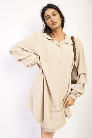 Ruffle Sleeve Pocket Button Front Blouse Dress