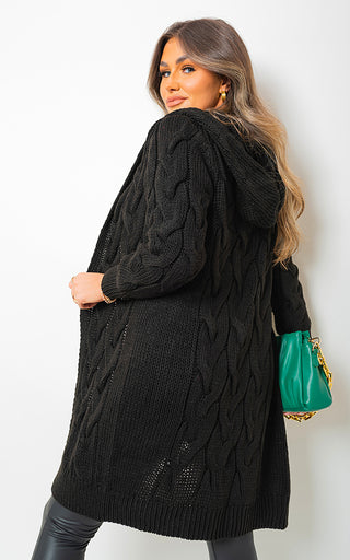 Knitted Oversized Longline Hooded Cardigan