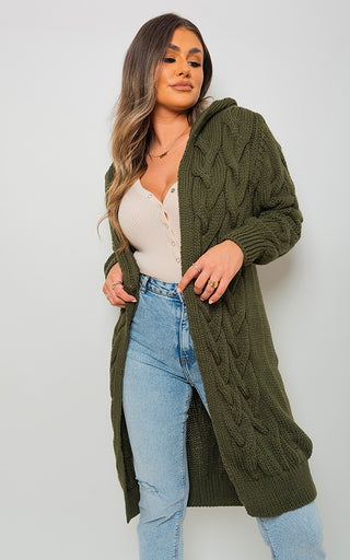 Knitted Oversized Longline Hooded Cardigan