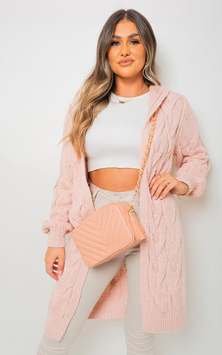 Knitted Oversized Longline Hooded Cardigan