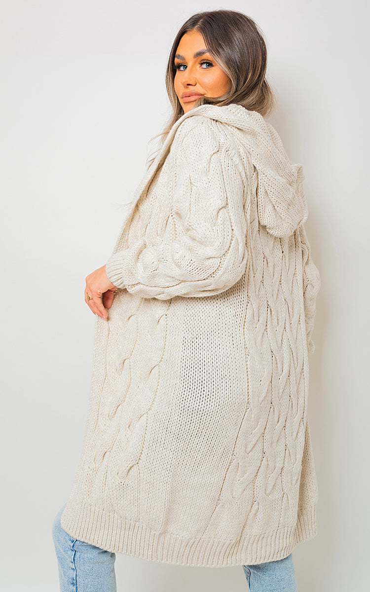 Knitted Oversized Longline Hooded Cardigan