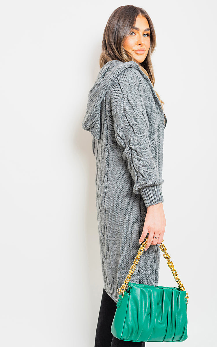 Knitted Oversized Longline Hooded Cardigan