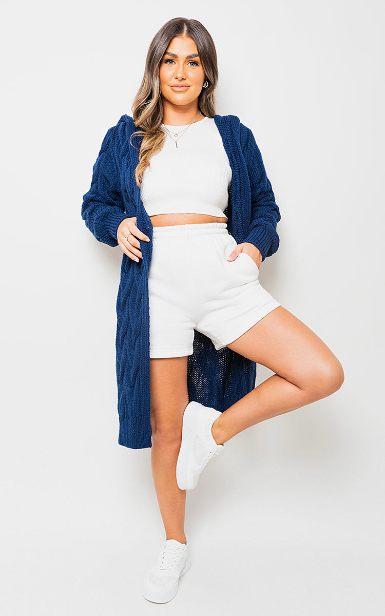 Knitted Oversized Longline Hooded Cardigan