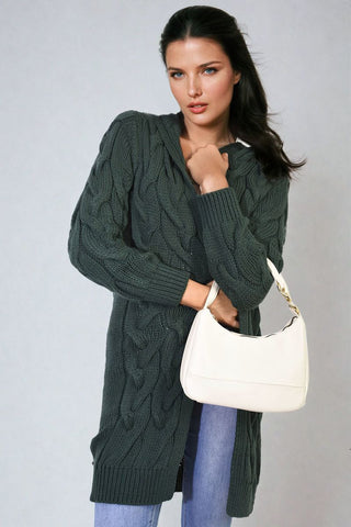 Knitted Oversized Longline Hooded Cardigan