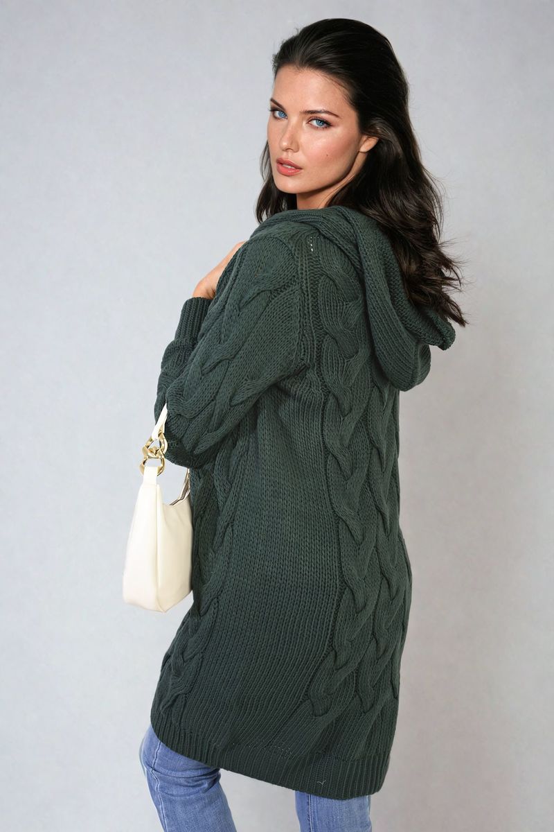 Knitted Oversized Longline Hooded Cardigan