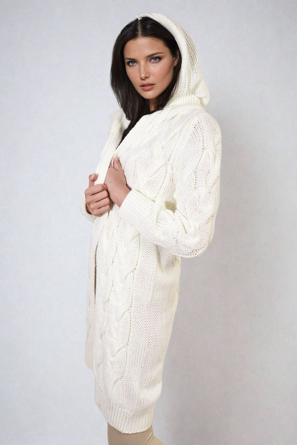 Knitted Oversized Longline Hooded Cardigan