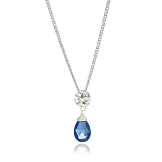 Classic Athena Gemstone Necklace with sterling silver chain and hydro iolite teardrop pendant