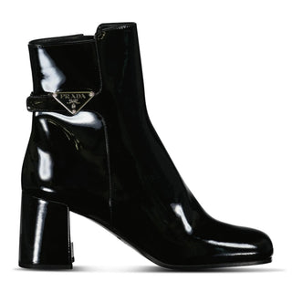Prada Tronchetti Ank Boots in Black Patent Leather Boinclo