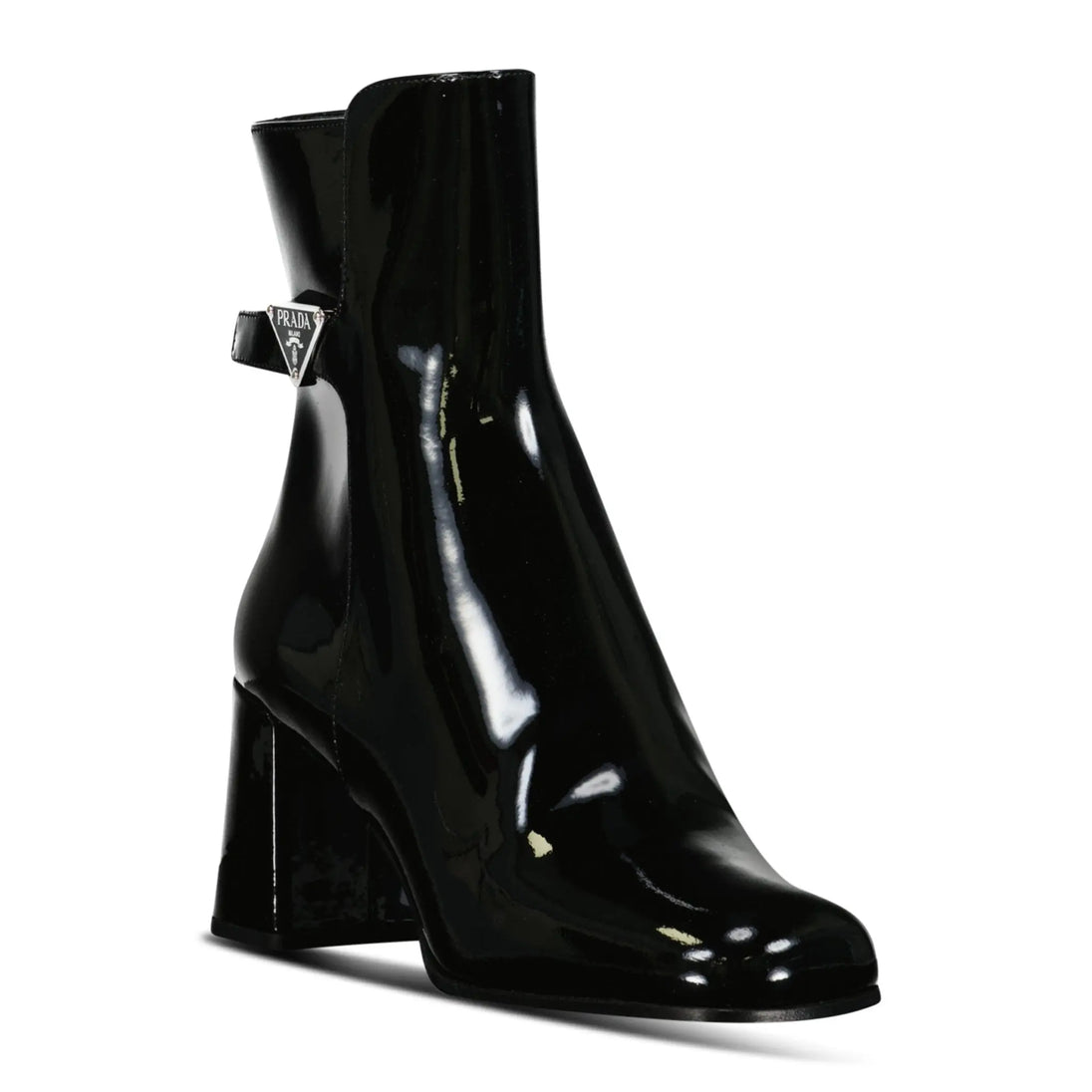 Prada Tronchetti Ank Boots in Black Patent Leather Boinclo
