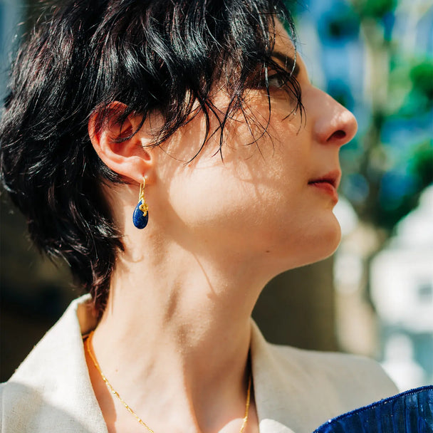 Medusa Gemstone Drop Earrings | Azuni London 22K Gold | Amazonite Azuni London